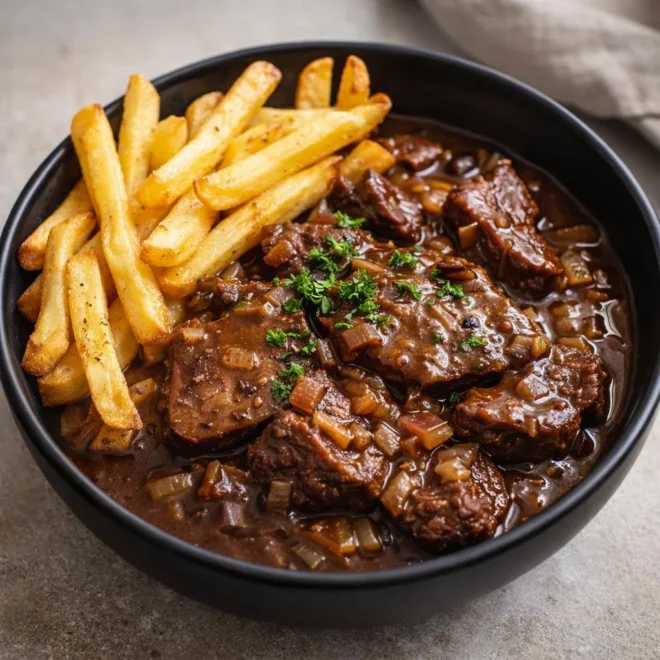 Carbonade flamande aux frites : bœuf mijoté à la bière