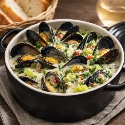 Cassolette de moules à la normande au cidre
