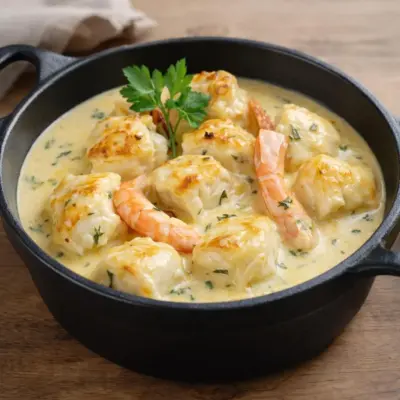 Cassolette de poissons au safran : sauce crémeuse