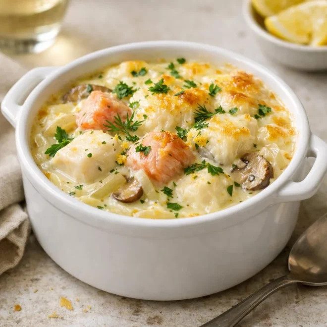 Cassolette de poissons crèmeuse au citron