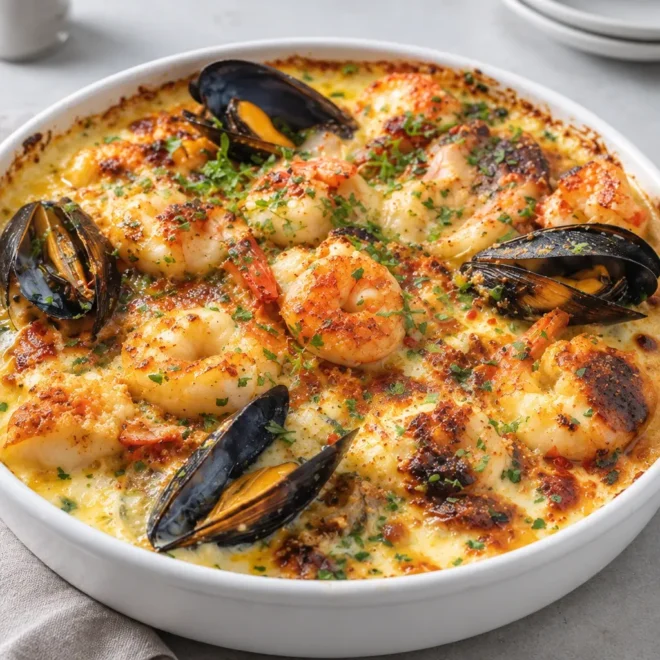 Cassolette fruits de mer créole gratinée