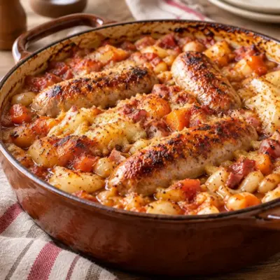 Cassoulet gratiné : recette aux haricots blancs