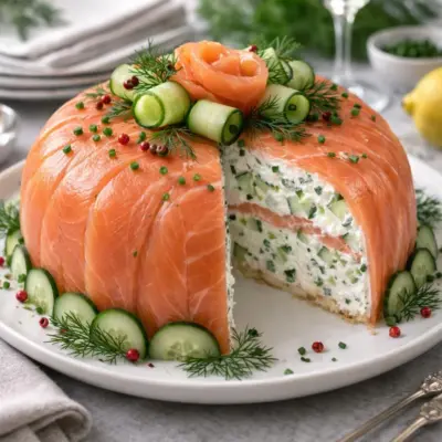 Recette charlotte de saumon fumé au fromage frais & concombr