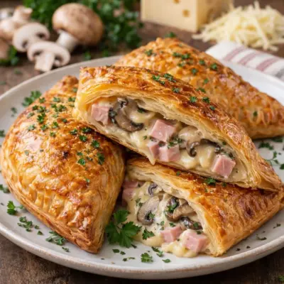 Chaussons feuilletés jambon emmental champignons à la crème