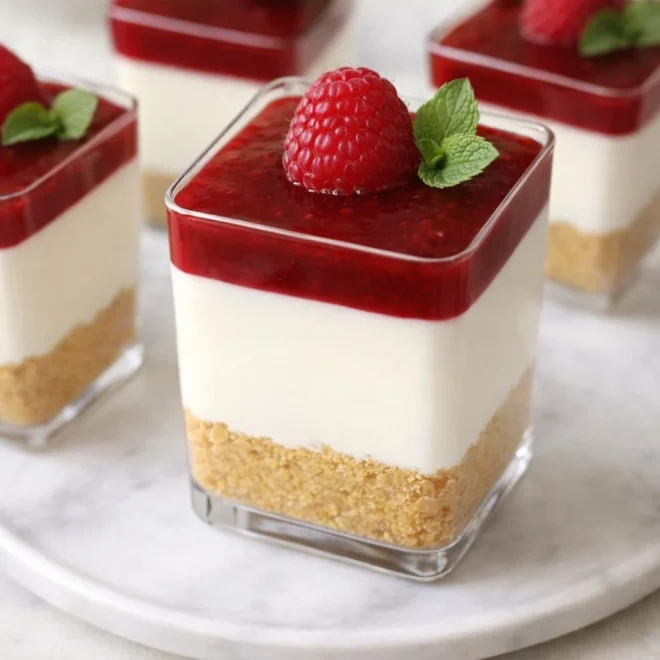 Cheesecake aux framboises en verrines (sans cuisson)