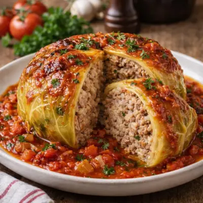 Chou farci traditionnel viande et riz