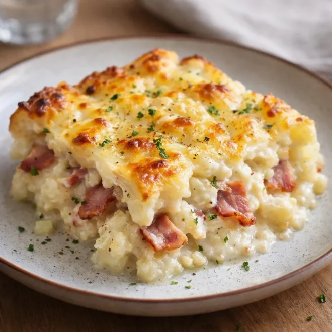Chou-fleur au bacon et au chèvre gratiné : recette