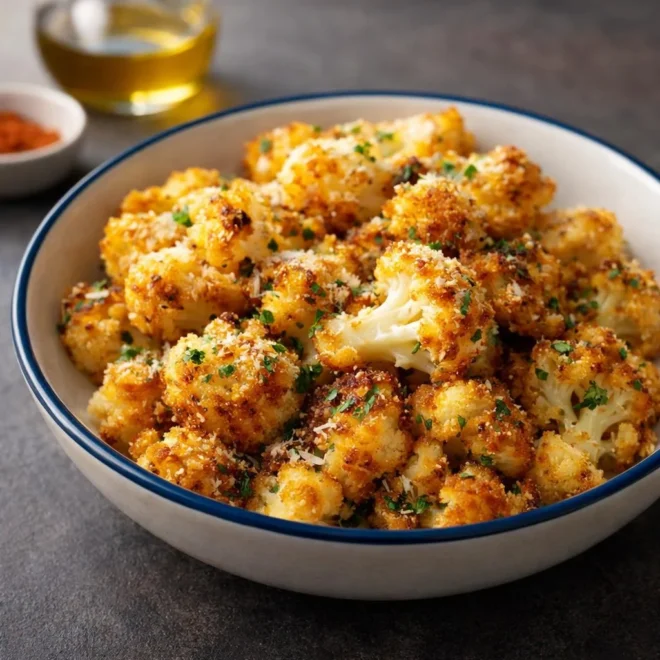 Chou-fleur rôti au parmesan croustillant au four