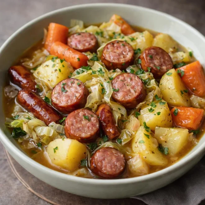 Chou vert braisé aux saucisses : mijoté réconfortant