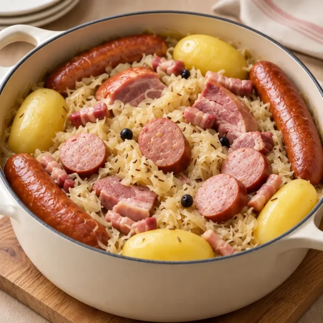 Choucroute garnie alsacienne facile en cocotte