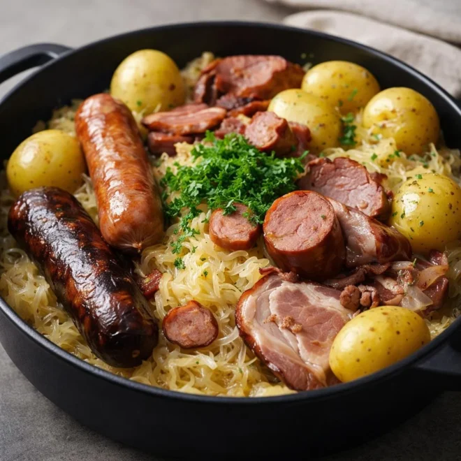 Choucroute garnie traditionnelle au vin blanc