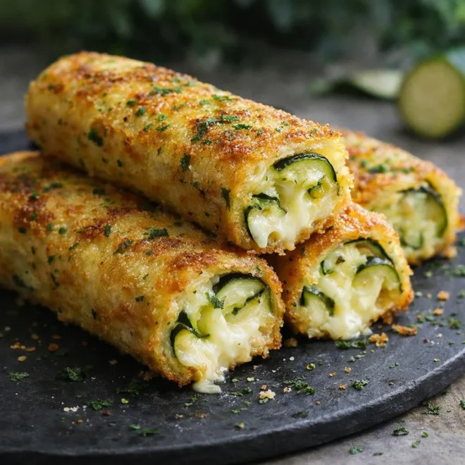 Cigares croquants aux courgettes et fromage fondant