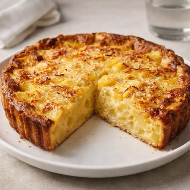 Clafoutis à l’ananas et noix de coco moelleux