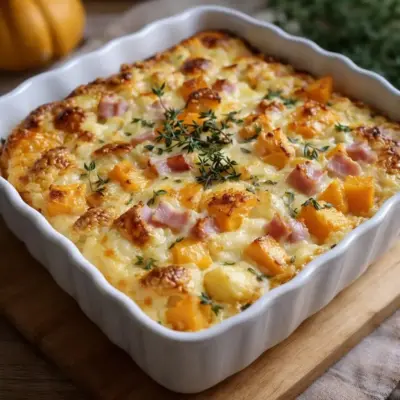 Clafoutis salé butternut pommes de terre jambon comté