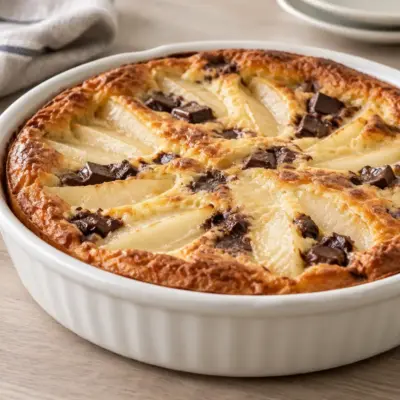 Clafoutis aux poires et au chocolat facile