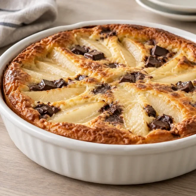 Clafoutis aux poires et au chocolat facile