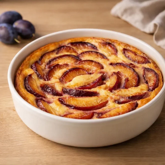 Recette clafoutis aux prunes facile et moelleux