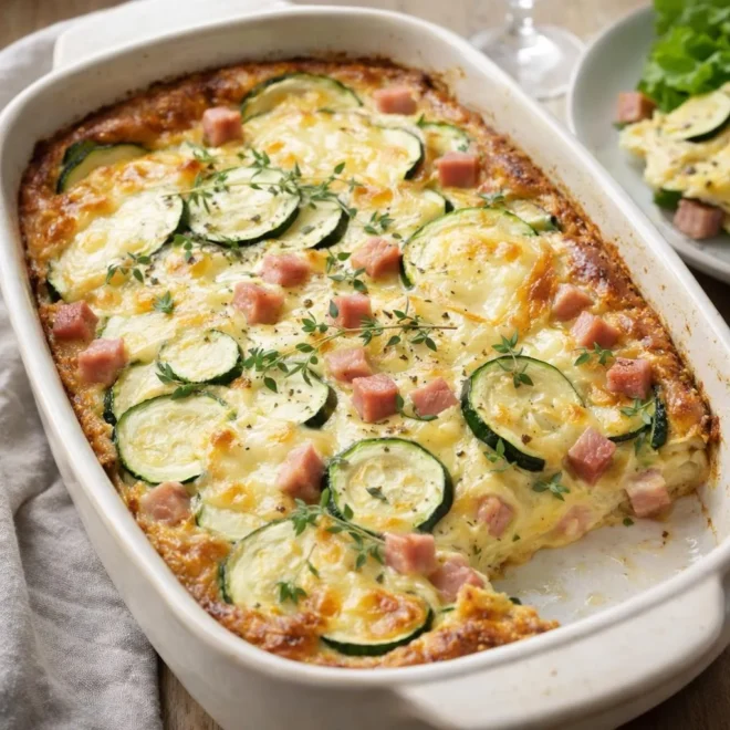 Clafoutis salé courgettes jambon fromage au four