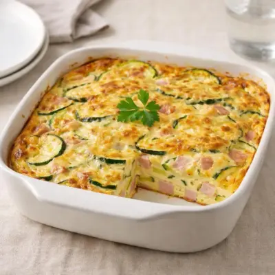 Clafoutis salé aux courgettes jambon et fromage