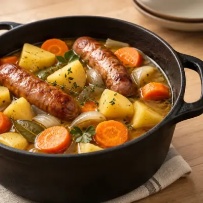 Cocotte de saucisses fumées facile et fondante