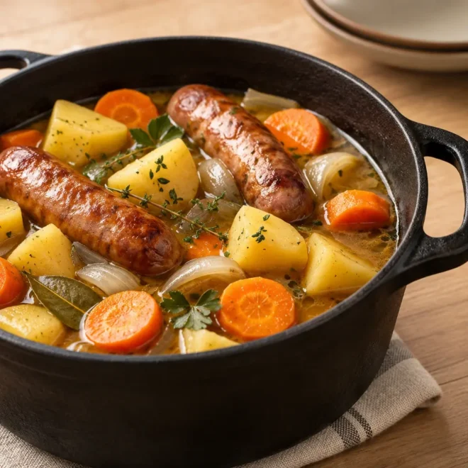 Cocotte de saucisses fumées facile et fondante