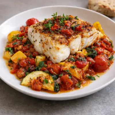 Colin à la provençale aux légumes du soleil, fondant