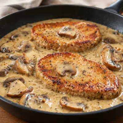 Côtelettes de porc : recette aux champignons