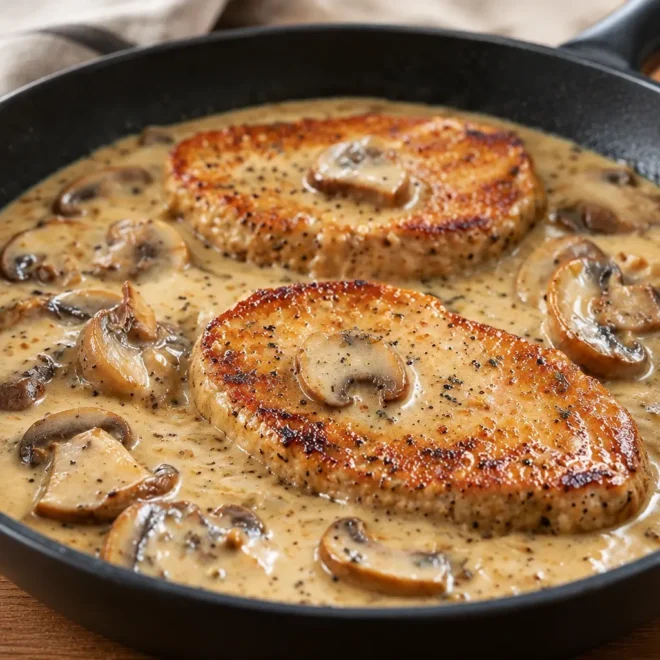 Côtelettes de porc : recette aux champignons