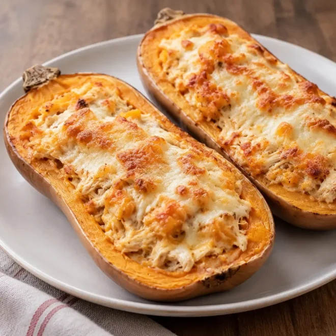 Courge butternut farcie au poulet facile
