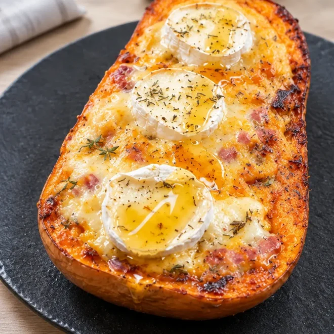 Courge butternut farcie gratinée au fromage