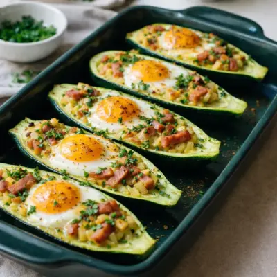 Courgettes cocottes Weight Watchers au jambon et œuf