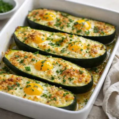 Courgettes farcies au fromage œufs parmesan au four