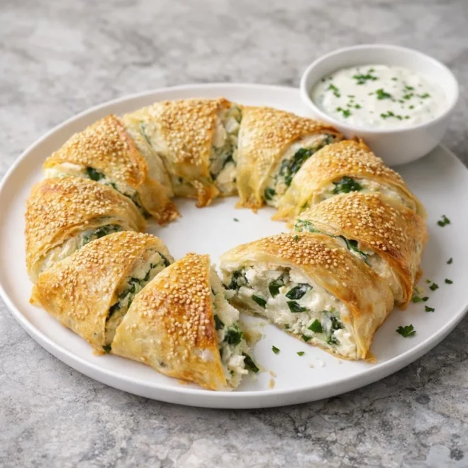 Couronne de brick au poulet et épinards