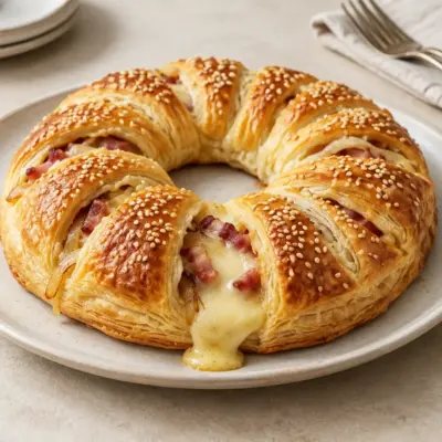 Couronne feuilletée raclette facile et dorée