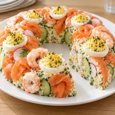 Couronne salade russe : recette au saumon