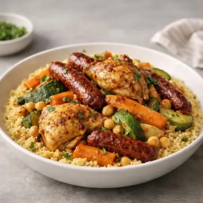 couscous poulet et merguez express : recette facile