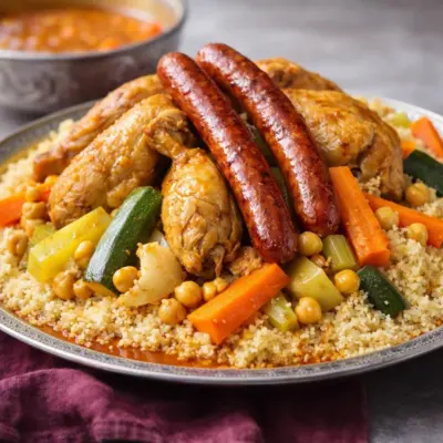 Recette couscous royal marocain : poulet & merguez