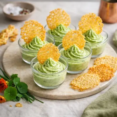 Crème de courgette au parmesan : verrines & tuiles