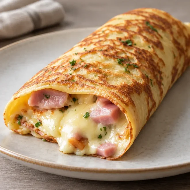 Crêpe fourrée jambon fromage facile et fondante