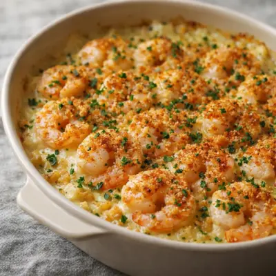 Crevettes au parmesan ail paprika fumé (gratin crémeux)