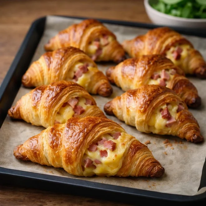 Croissants feuilletés lardons raclette