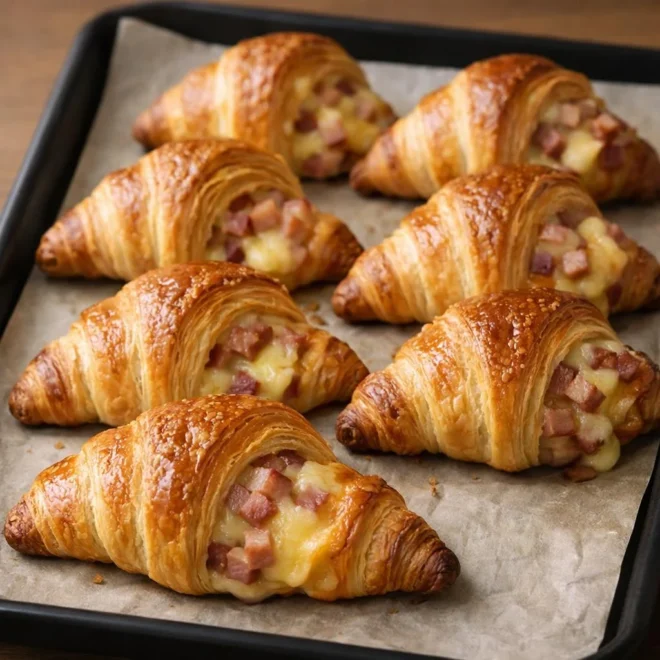 Croissants feuilletés lardons raclette, fondants