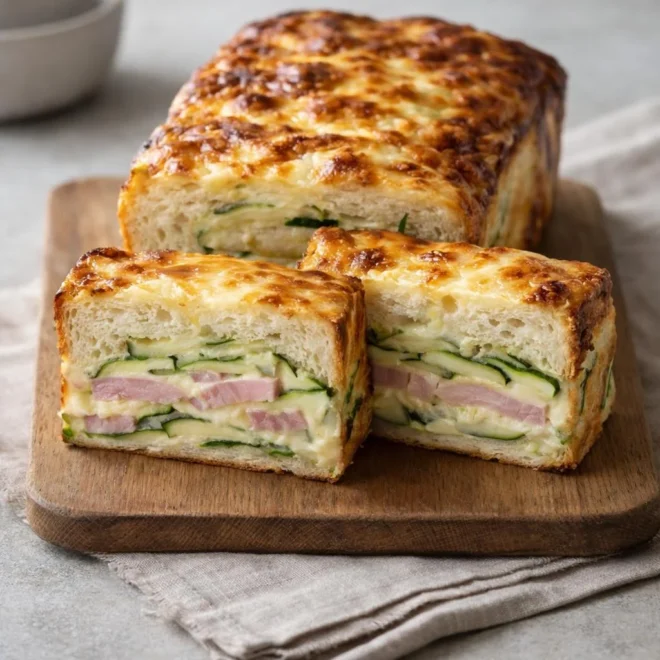 Croque cake emmental jambon courgette au four