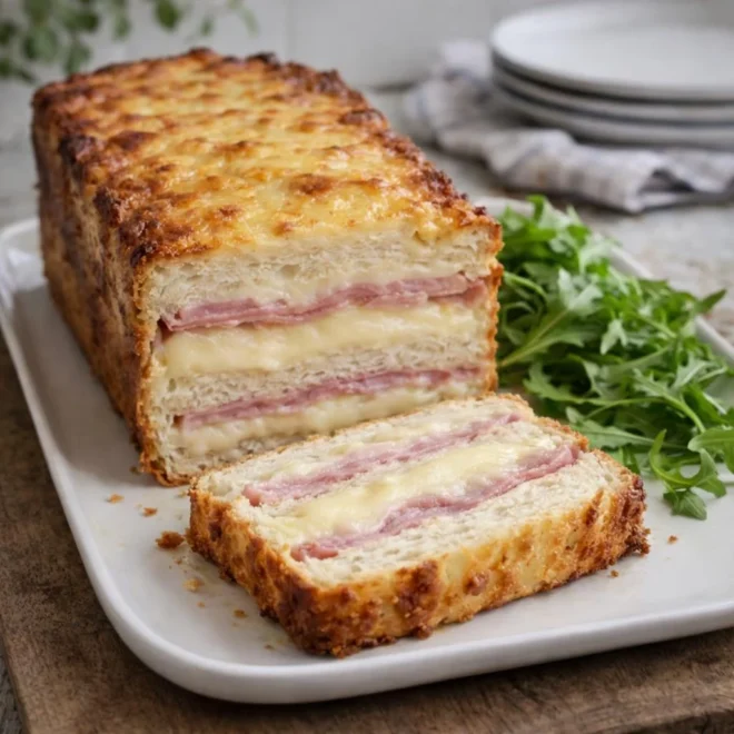 Croque-cake au jambon et à la raclette : fondant au four