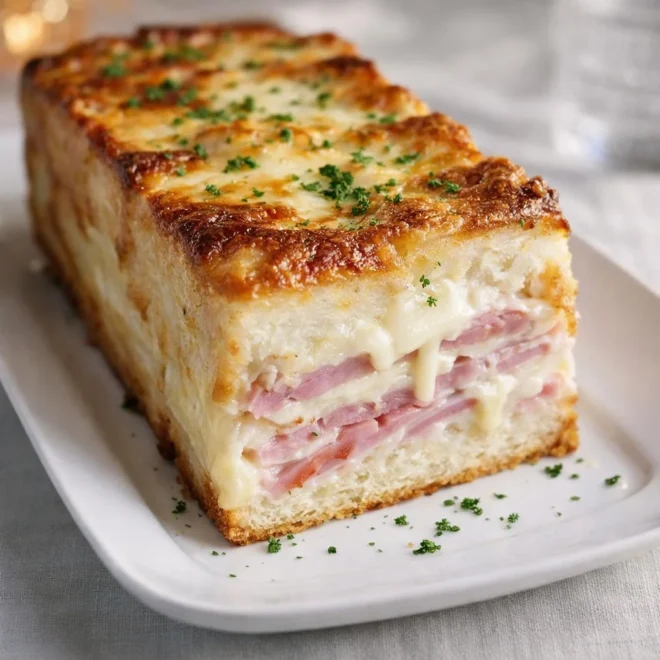 Croque-cake ultra fondant au jambon et au fromage