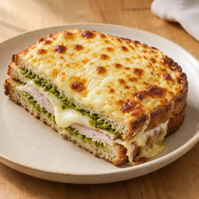 Croque de dinde recette au pesto et mozzarella