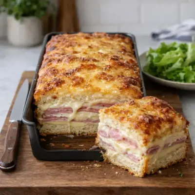 Croque-monsieur géant au four jambon raclette béchamel