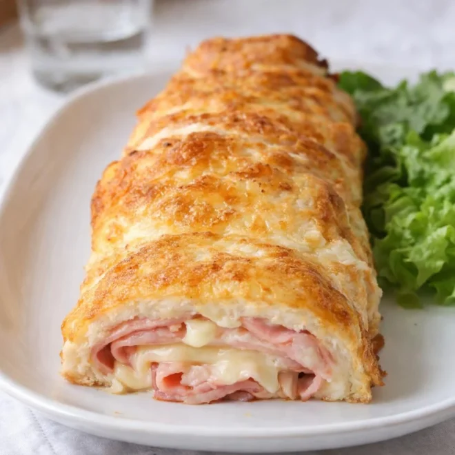 Croque-soufflé au jambon et fromage au four doré