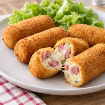 Croquettes panées au jambon et au fromage