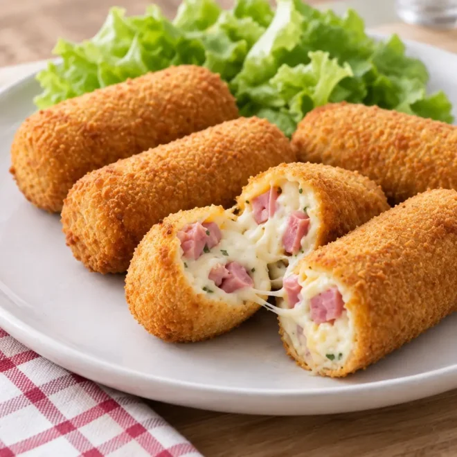 Croquettes panées au jambon et au fromage